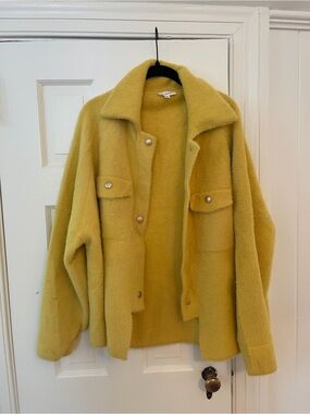 BUCKETLIST Lemon-Yellow Plush Button-Up Teddy Jacket